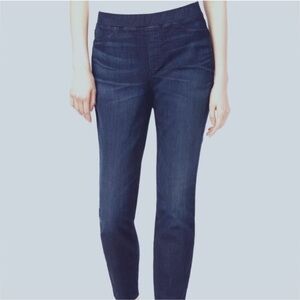 Eileen Fisher Pull On Jeans Jeggings Blue Elastic Waist Stretch Denim Sz MP